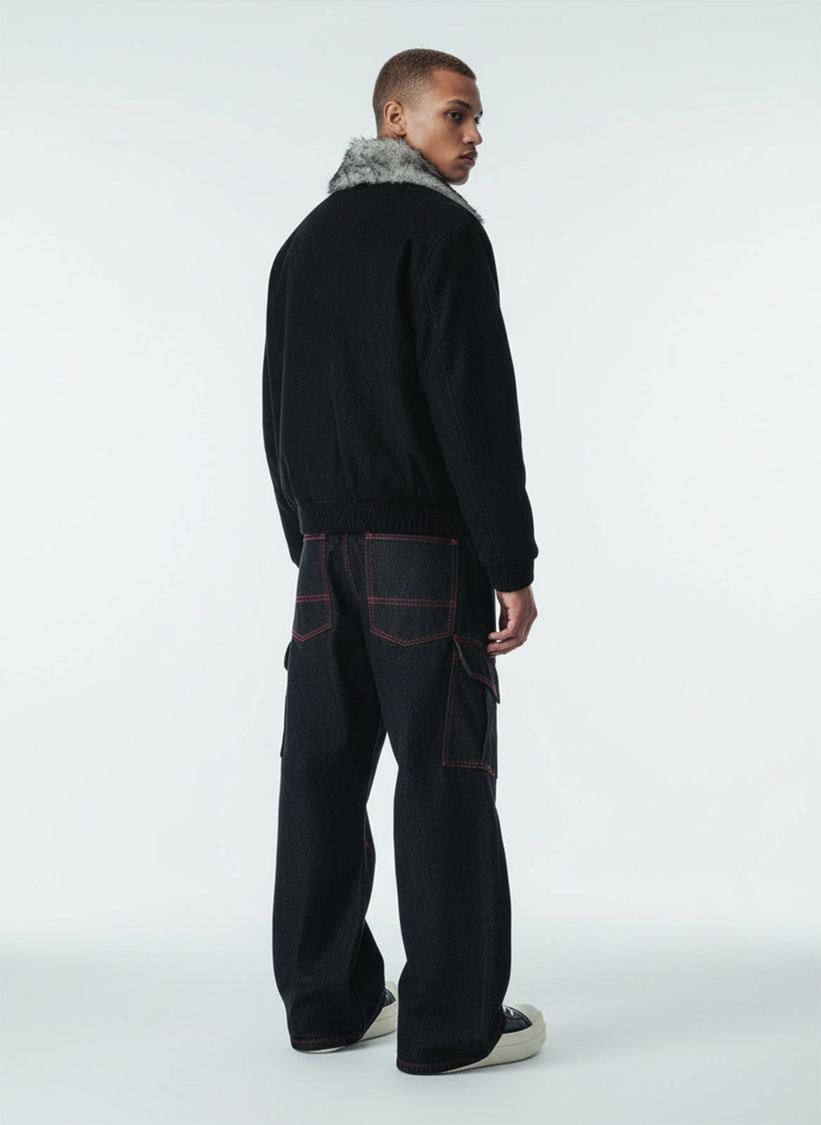 Retro Barrel Jean | Kırmızı Kontrast Dikiş