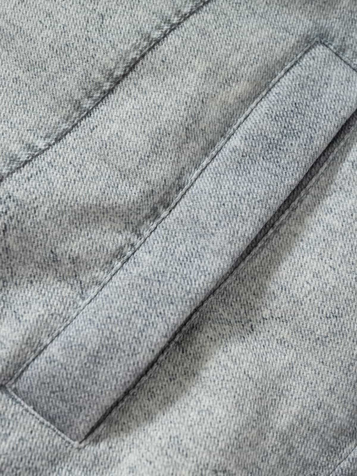 İllüzyon Denim Baskılı Ceket | Dik Yaka