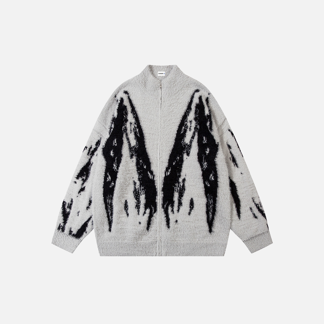 UrbanLaws Sokak Stili Y2K Floral Zip-Up Knitwear Cardigan