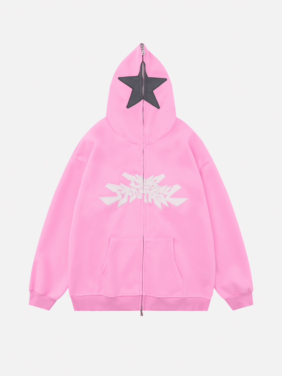 GRAFFITED - Büyük Beden Baskılı Fermuarlı Hoodie