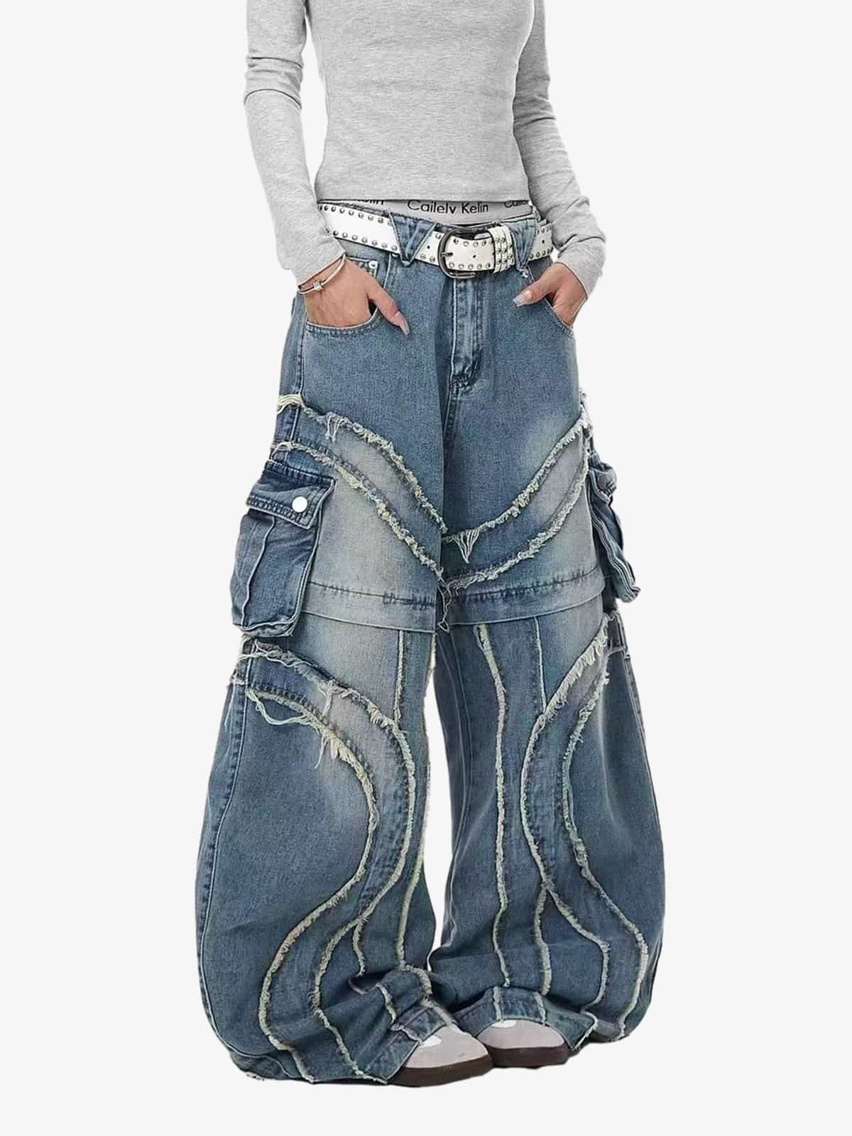 Retro Patchwork Jean | Püsküllü Kenar