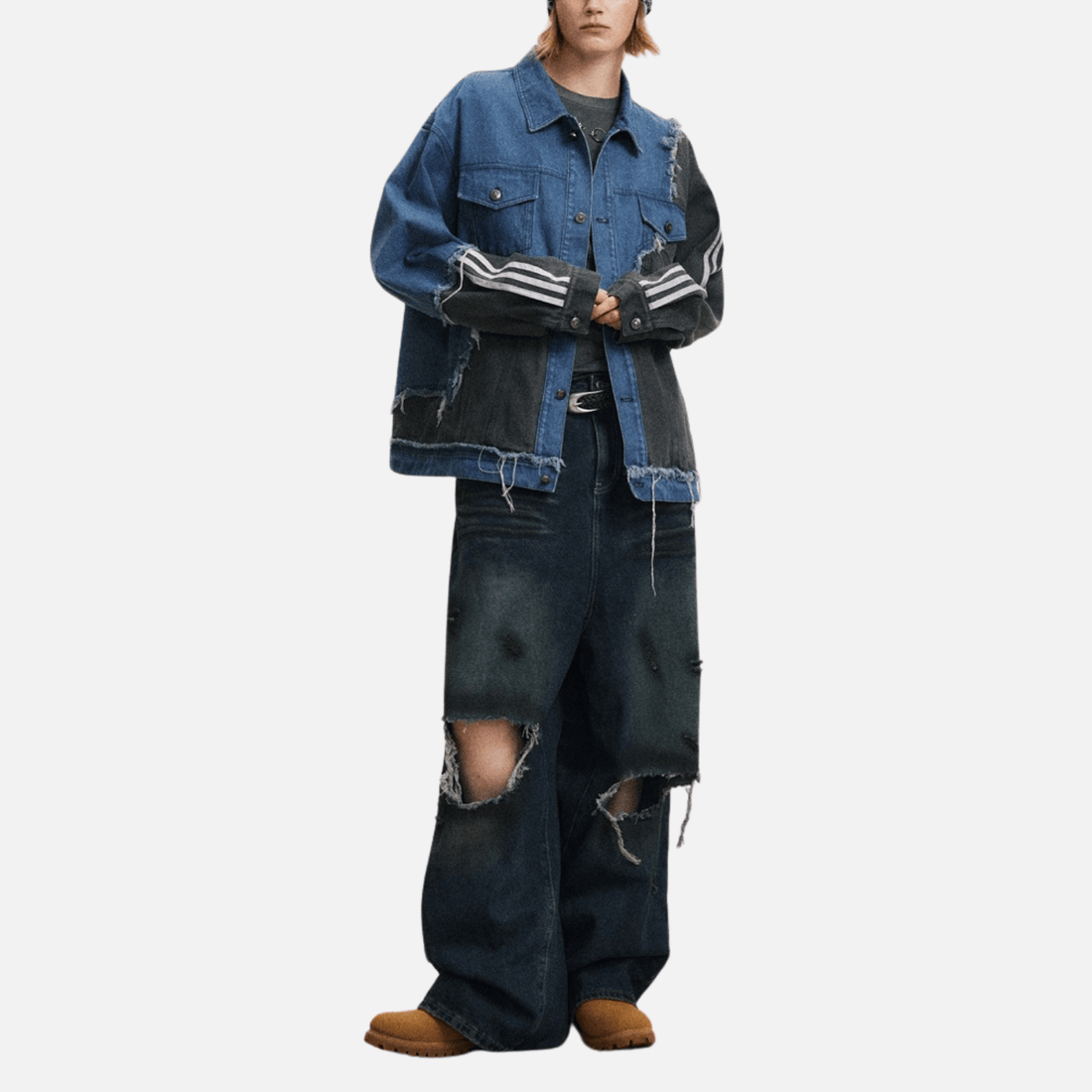 UrbanLaws Sokak Modası Irregular Patchwork Jean Ceket