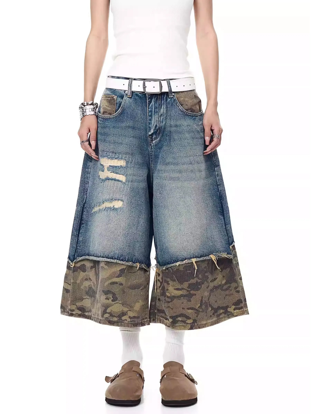 Kamuflaj Denim Şort