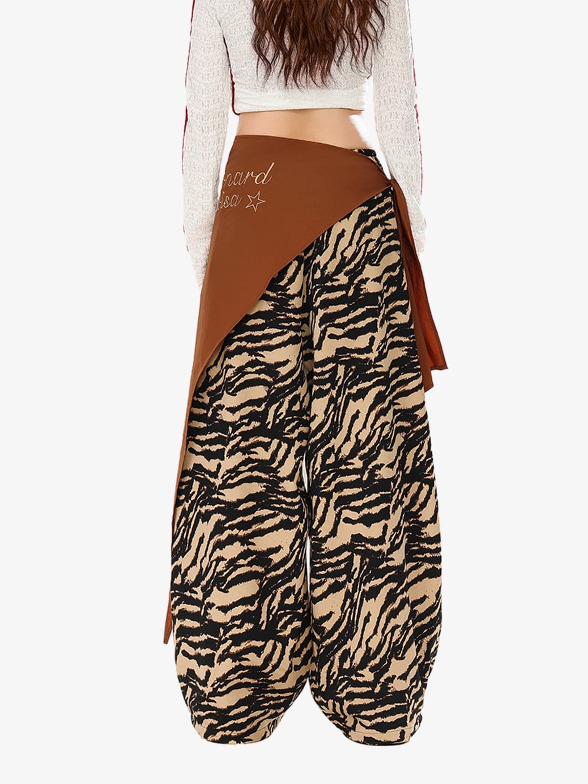 Retro Zebra Desenli Barrel Pantolon | Tasarımsal