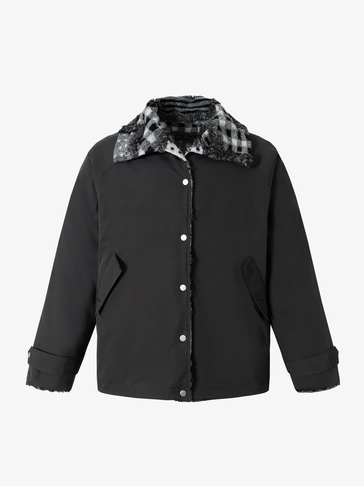 Vintage Sherpa Ceket | Ekose Puantiye Çift Taraflı