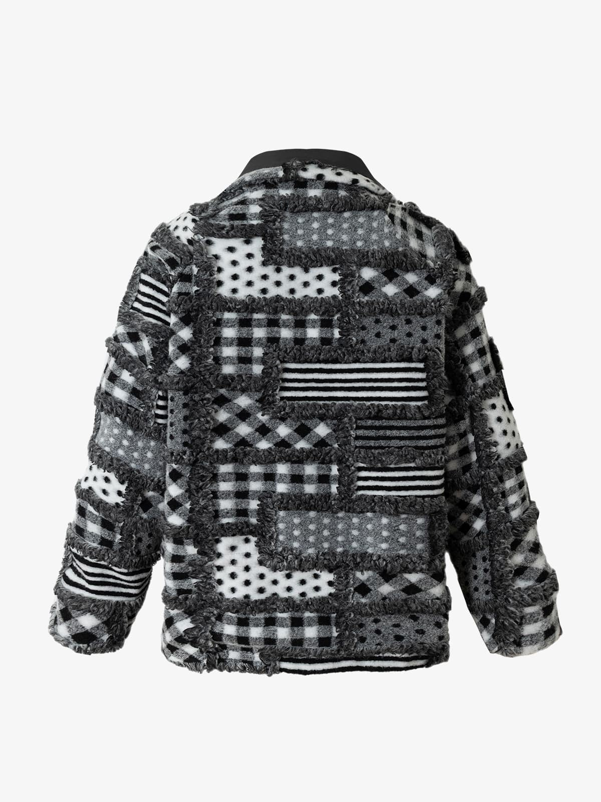 Vintage Sherpa Ceket | Ekose Puantiye Çift Taraflı