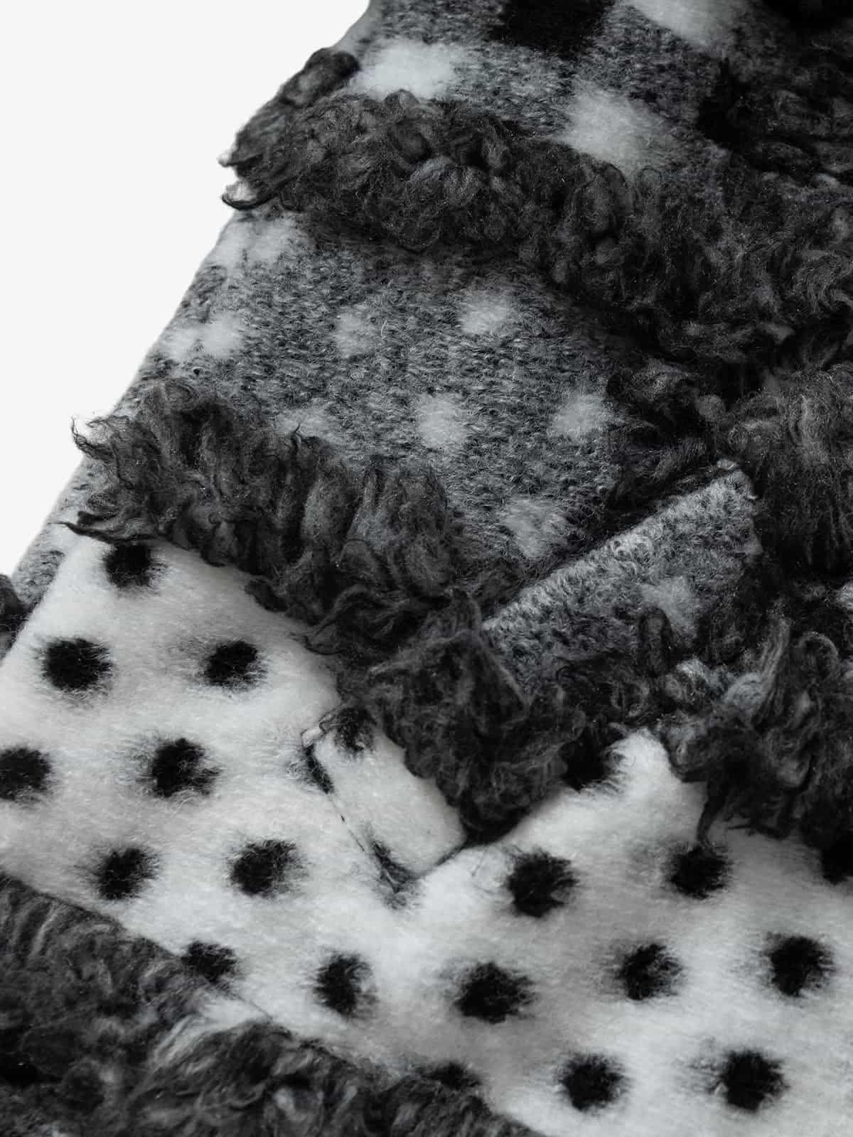 Vintage Sherpa Ceket | Ekose Puantiye Çift Taraflı