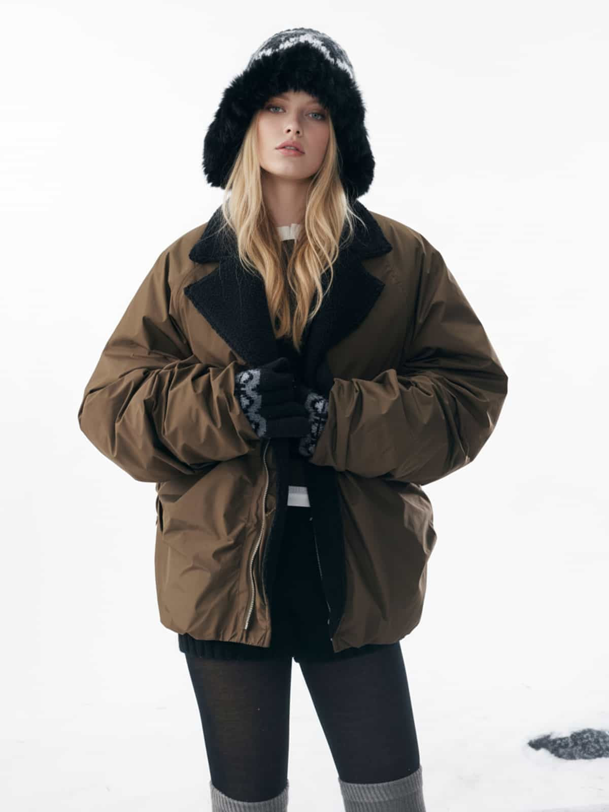 Vintage Fleece Yaka Bomber | Büzgülü Şişme