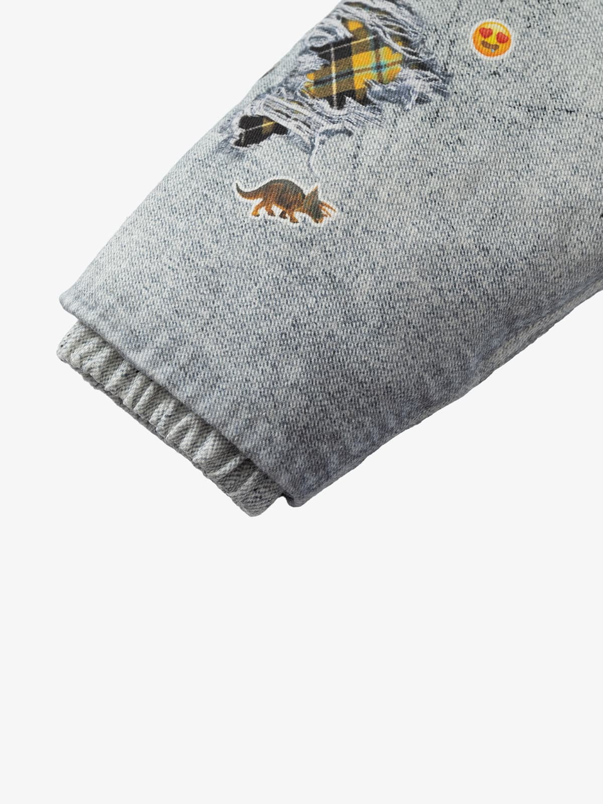 İllüzyon Denim Baskılı Ceket | Dik Yaka