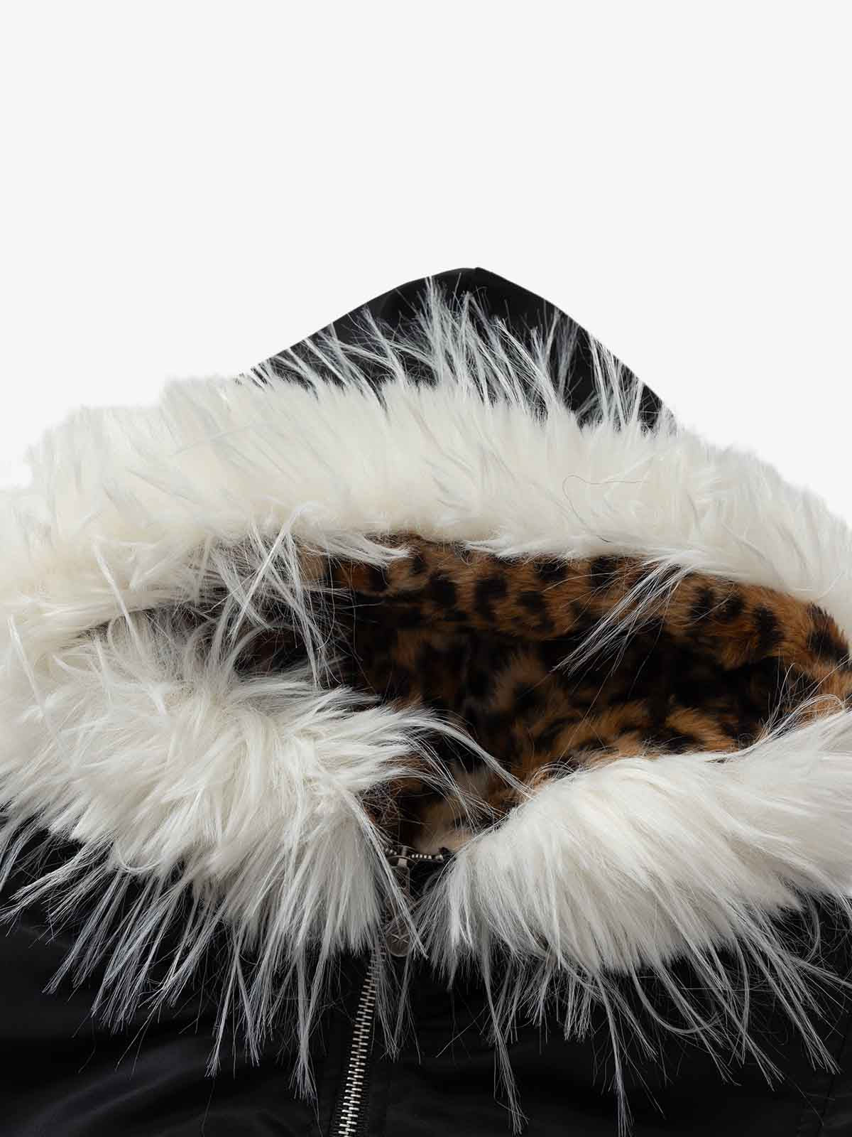 Retro Kürklü Yaka Bomber | Leopar İç Astar