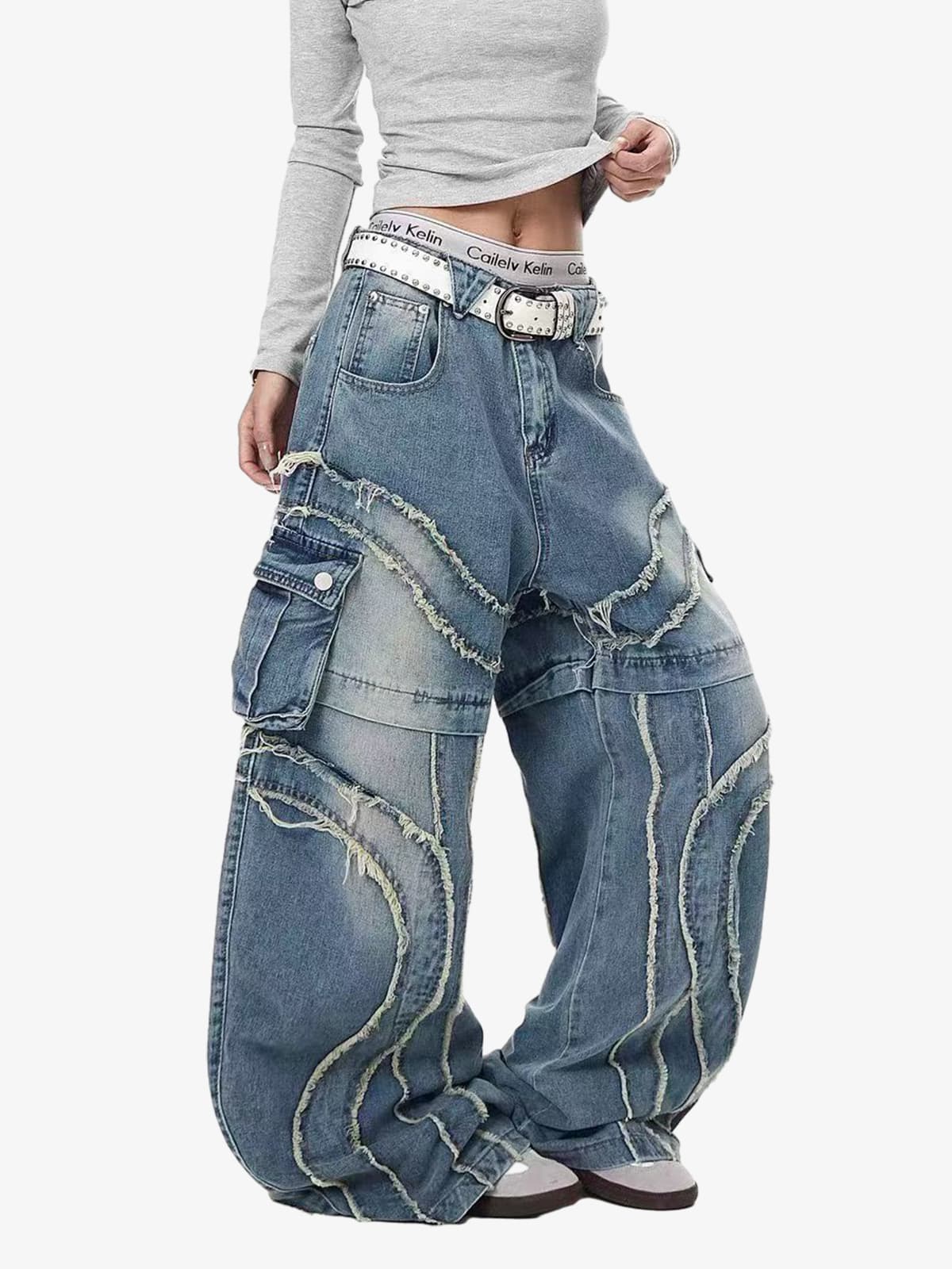Retro Patchwork Jean | Püsküllü Kenar