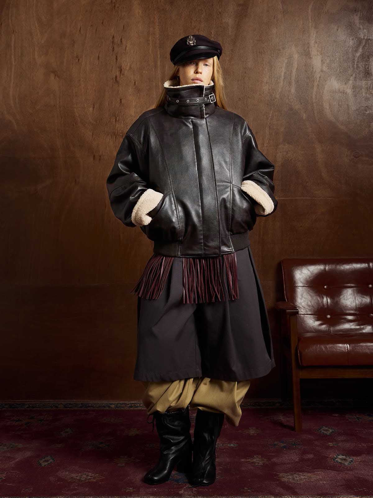 Vintage Deri Ceket | Shearling Yaka & Cropped