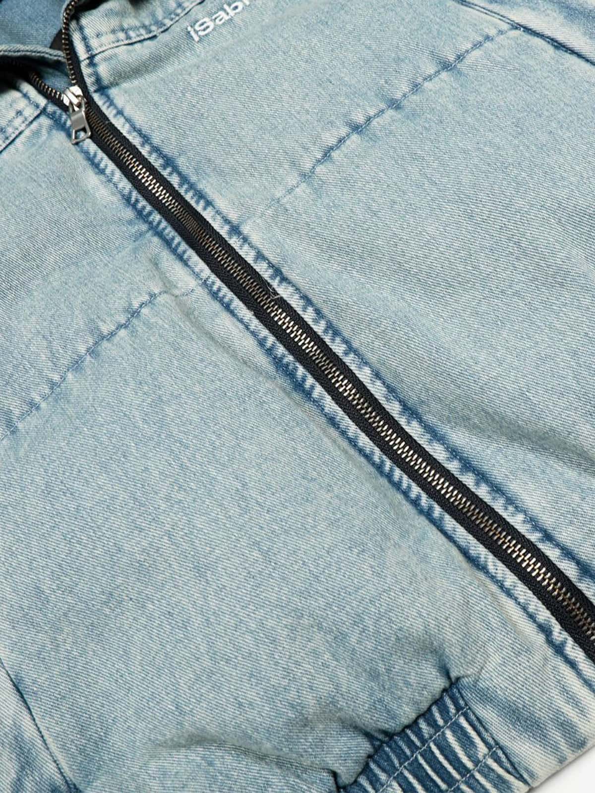 Retro Yıkamalı Denim Ceket | Kürklü Yaka
