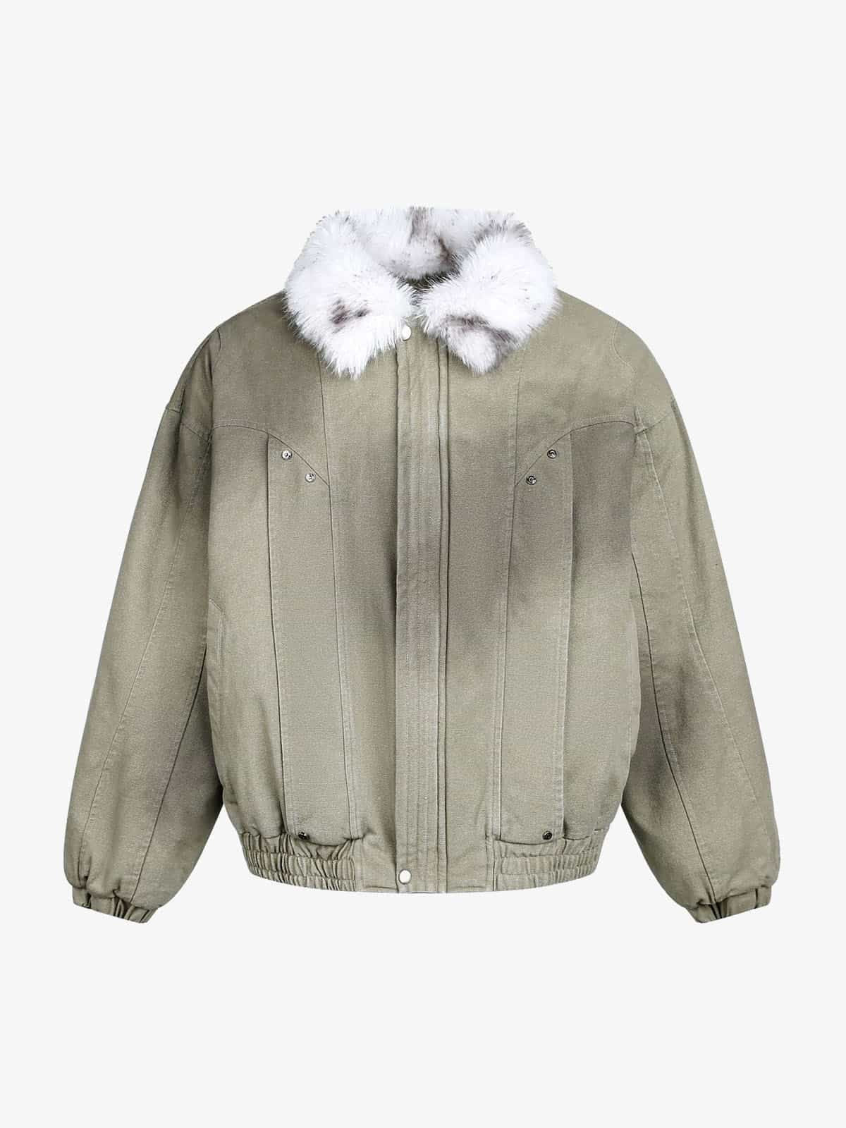 Vintage Yıkamalı Bomber | Kürklü Yaka