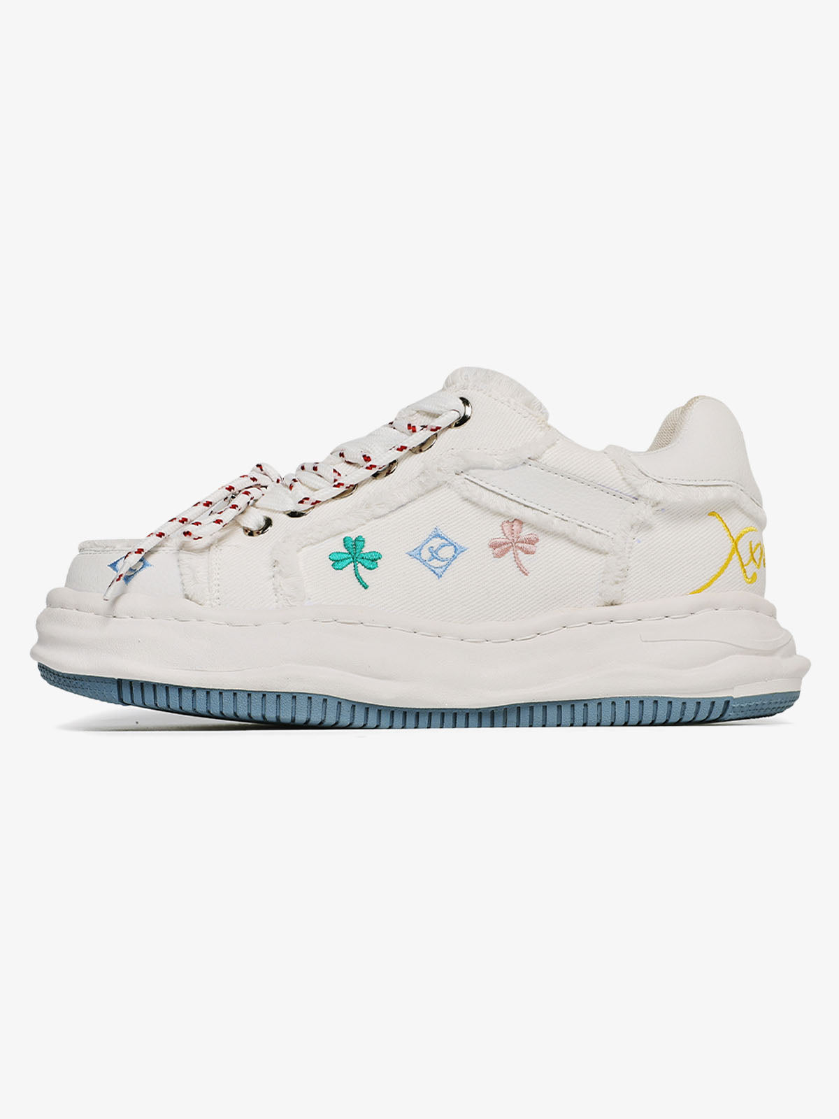 UrbanLaws Sokak Modası Frayed Denim Floral Embroidered Spor Ayakkabı
