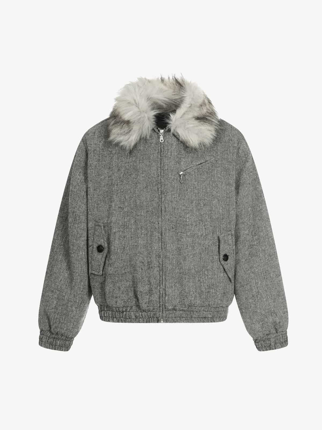 Retro Yün Dokulu Bomber | Kürklü Yaka