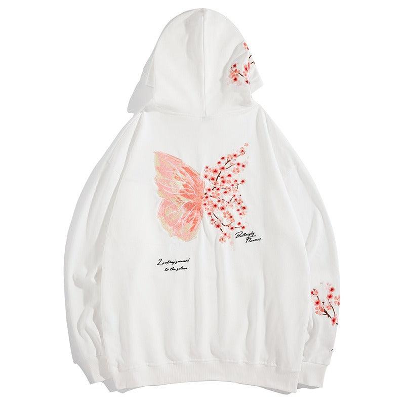 Sakura Kelebek İşlemeli Hoodie