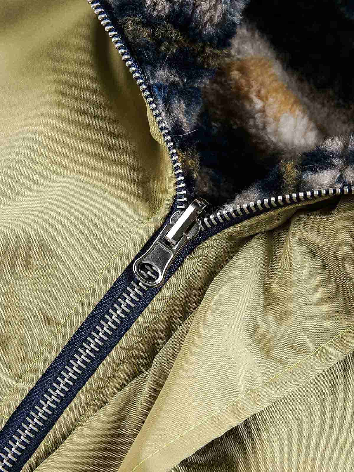Çift Taraflı Retro Şeritli Suni Kürklü Yakalı Mont | Unisex Kışlık Shearling Ceket