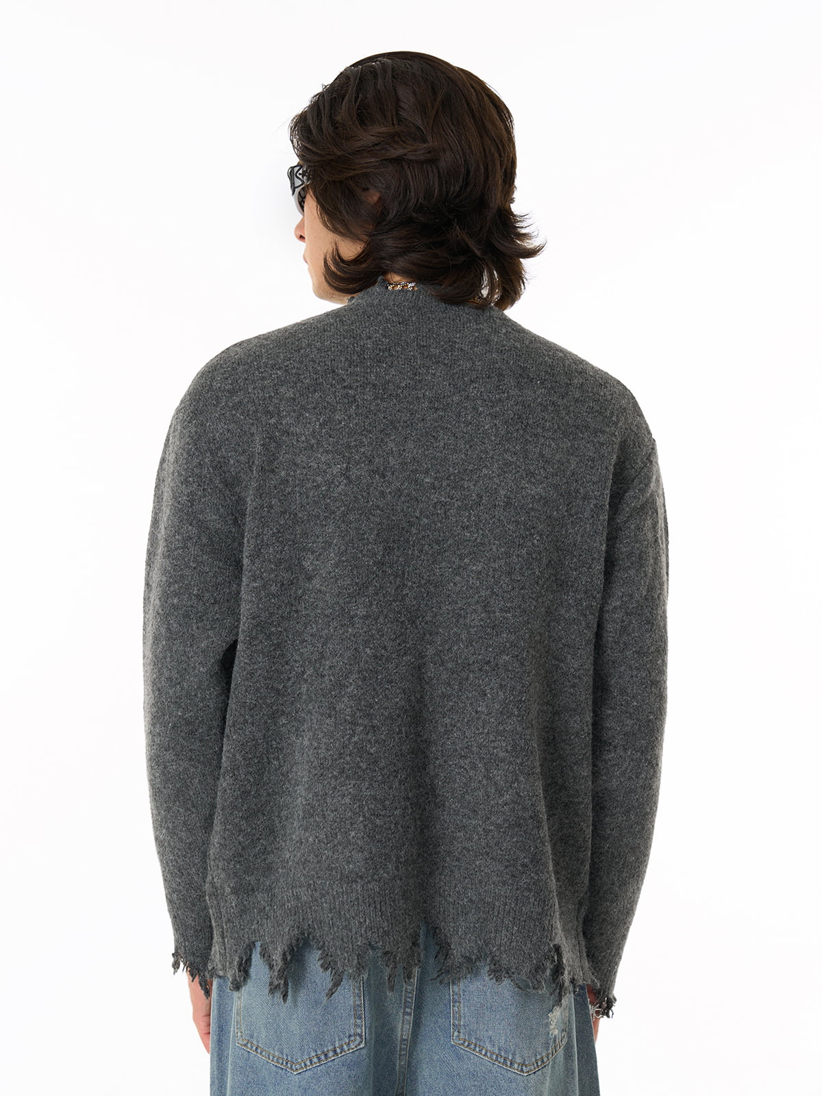 Distressed Quarter Zip Triko Kazak