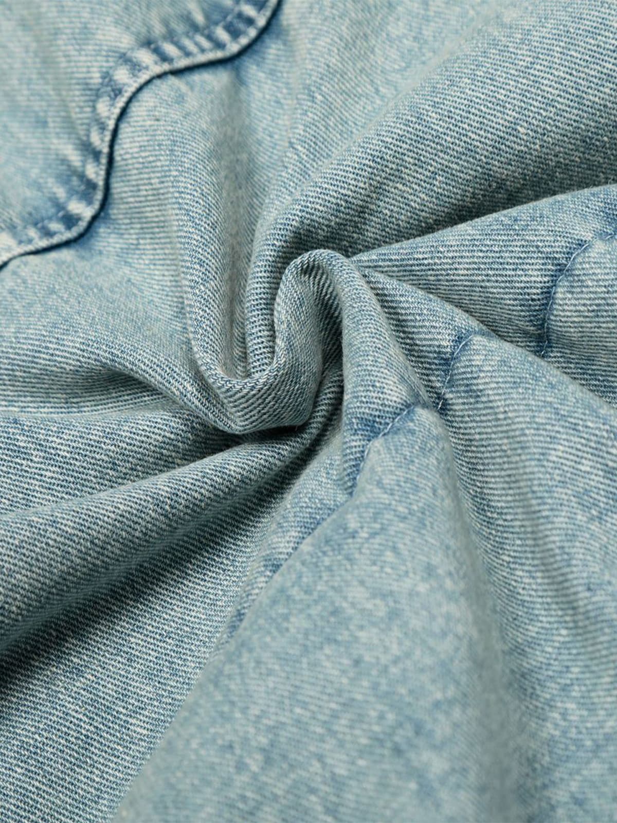 Retro Yıkamalı Denim Ceket | Kürklü Yaka