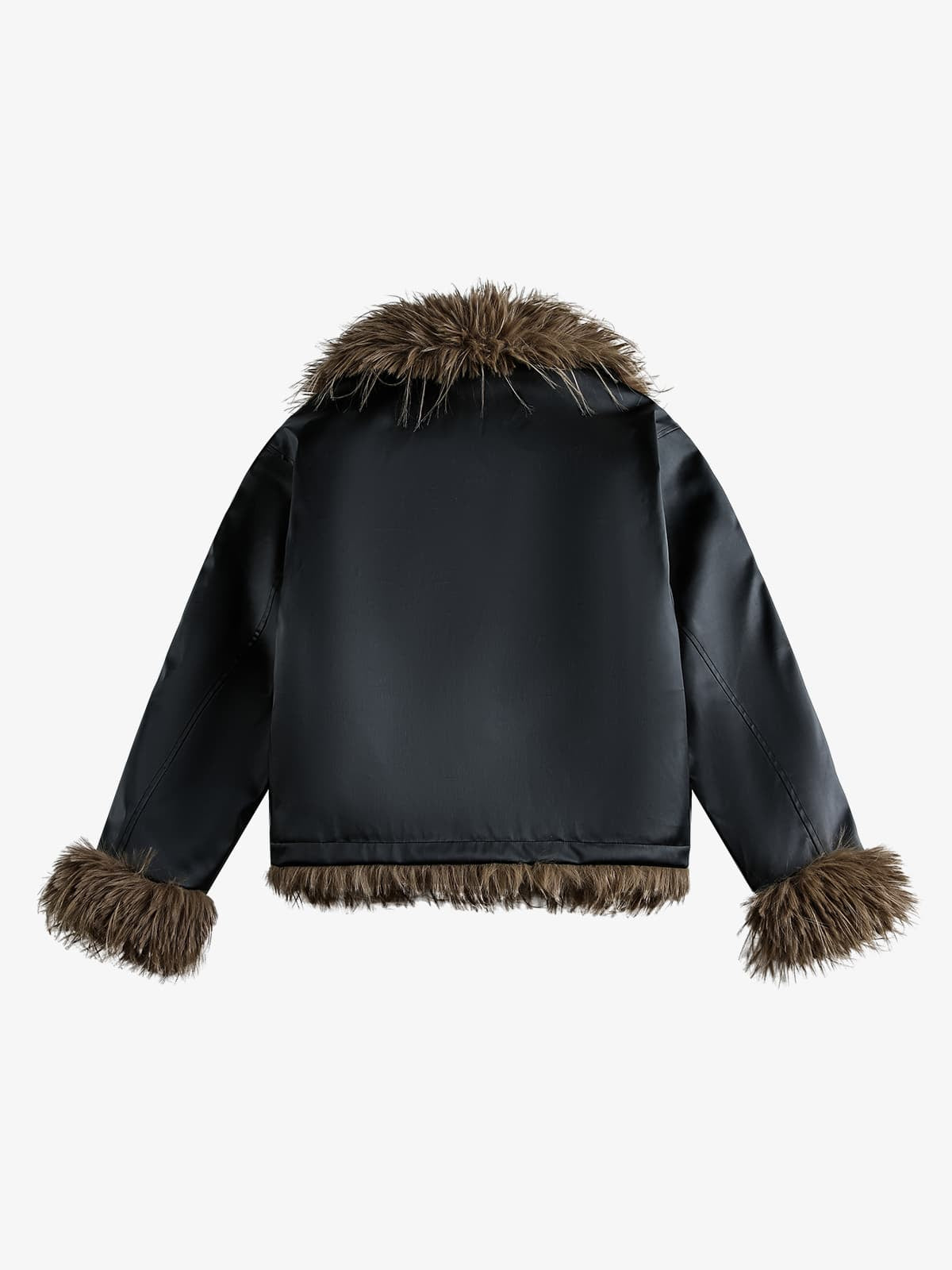 Retro Punk Deri Ceket | Oversize & Kürklü Yaka