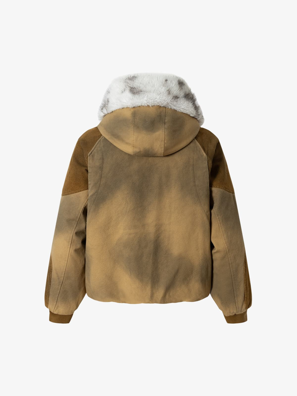 Vintage Fog-Dyed Ceket | Kürklü Yaka & Kapüşonlu