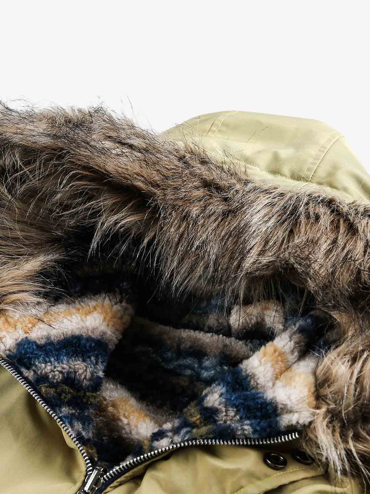 Çift Taraflı Retro Şeritli Suni Kürklü Yakalı Mont | Unisex Kışlık Shearling Ceket