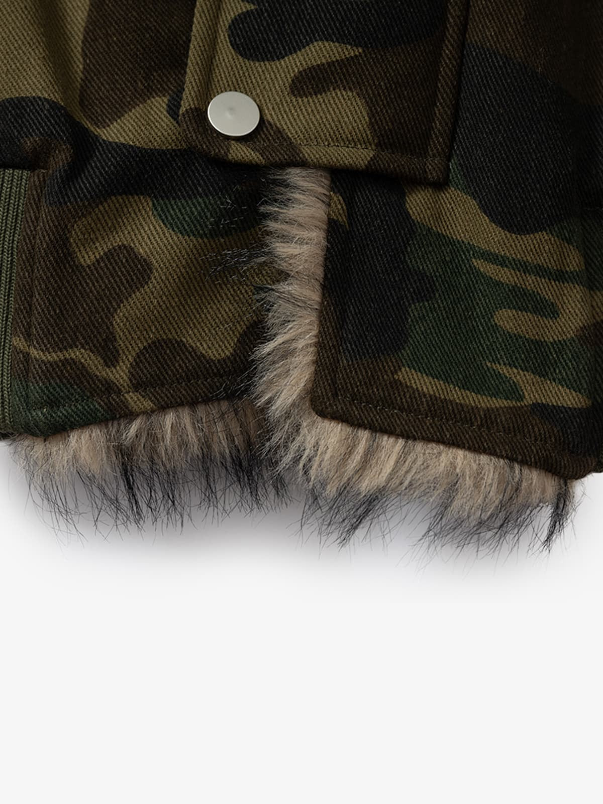 Vintage Kamuflaj Bomber | Kürklü Kapüşonlu
