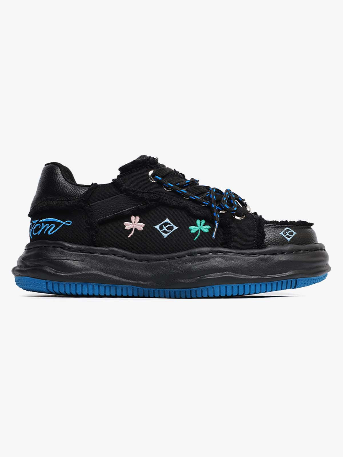UrbanLaws Sokak Modası Frayed Denim Floral Embroidered Spor Ayakkabı