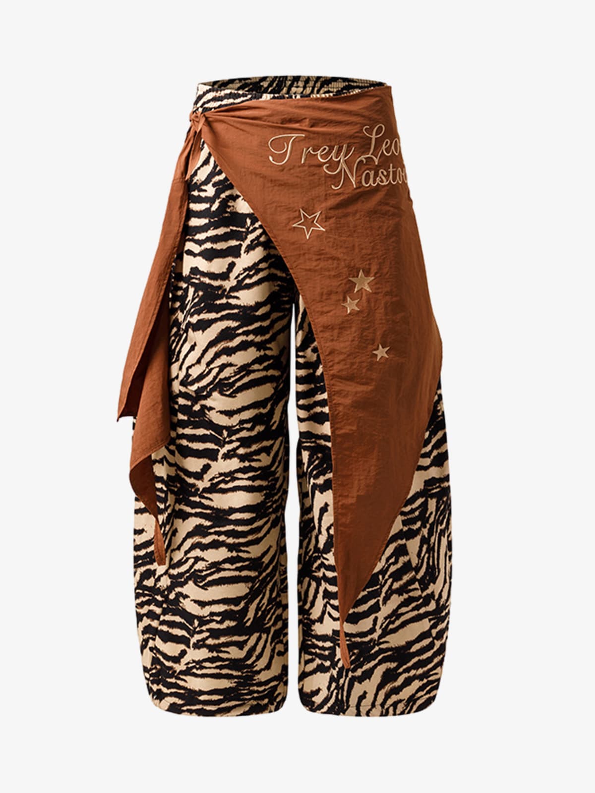 Retro Zebra Desenli Barrel Pantolon | Tasarımsal