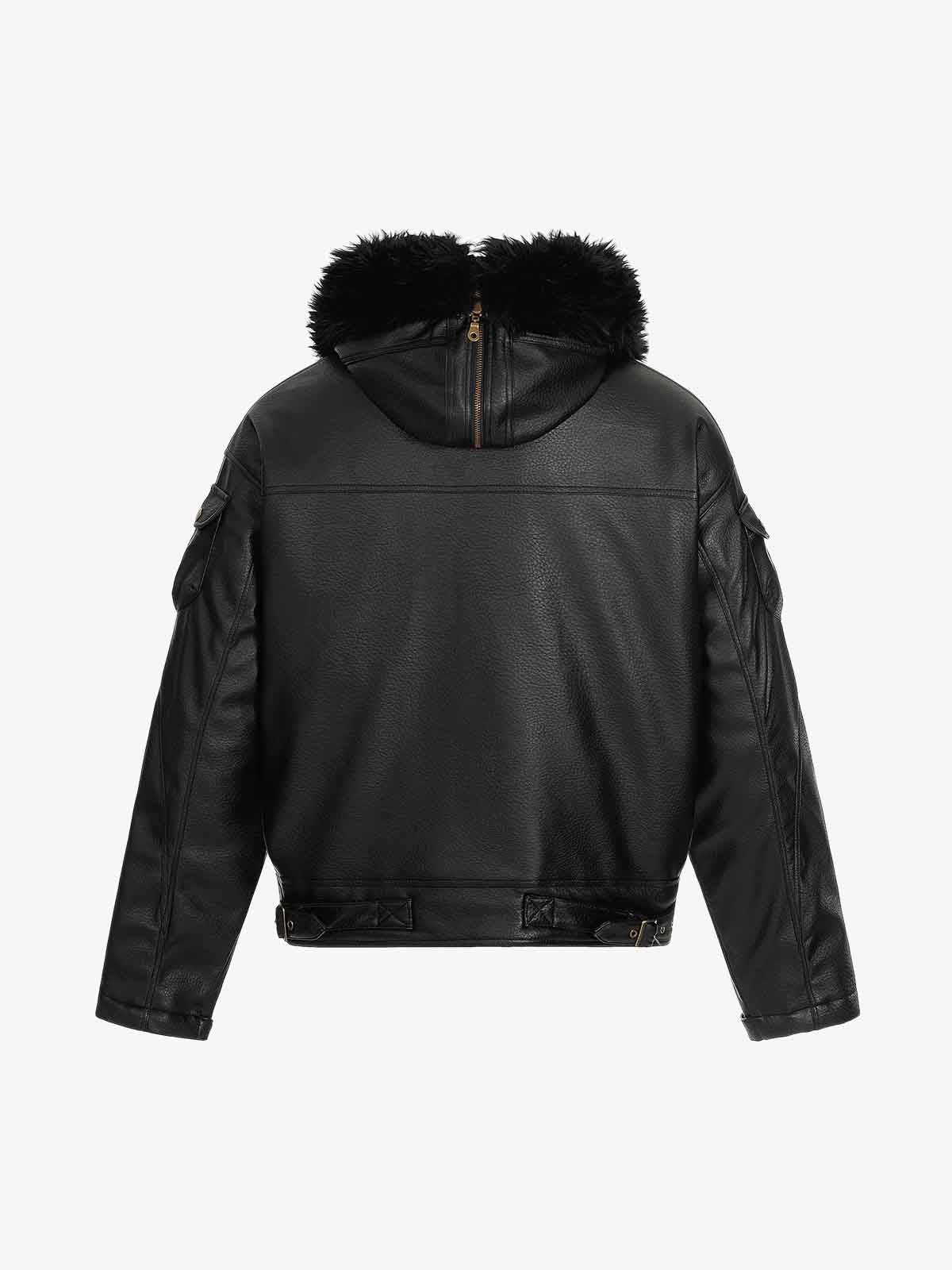 Çıkarılabilir Kürklü PU Bomber Ceket | Çok Cepli