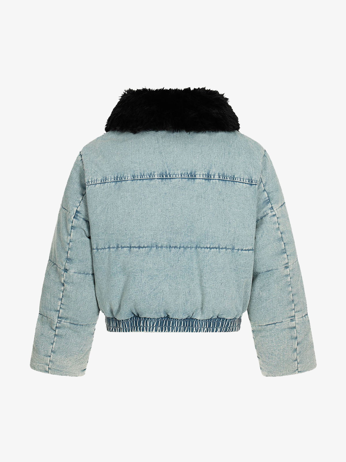 Retro Yıkamalı Denim Ceket | Kürklü Yaka