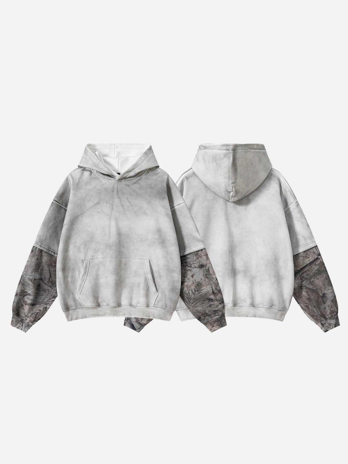 UrbanLaws Washed Camo Sleeve Kapüşonlu Sweatshirt