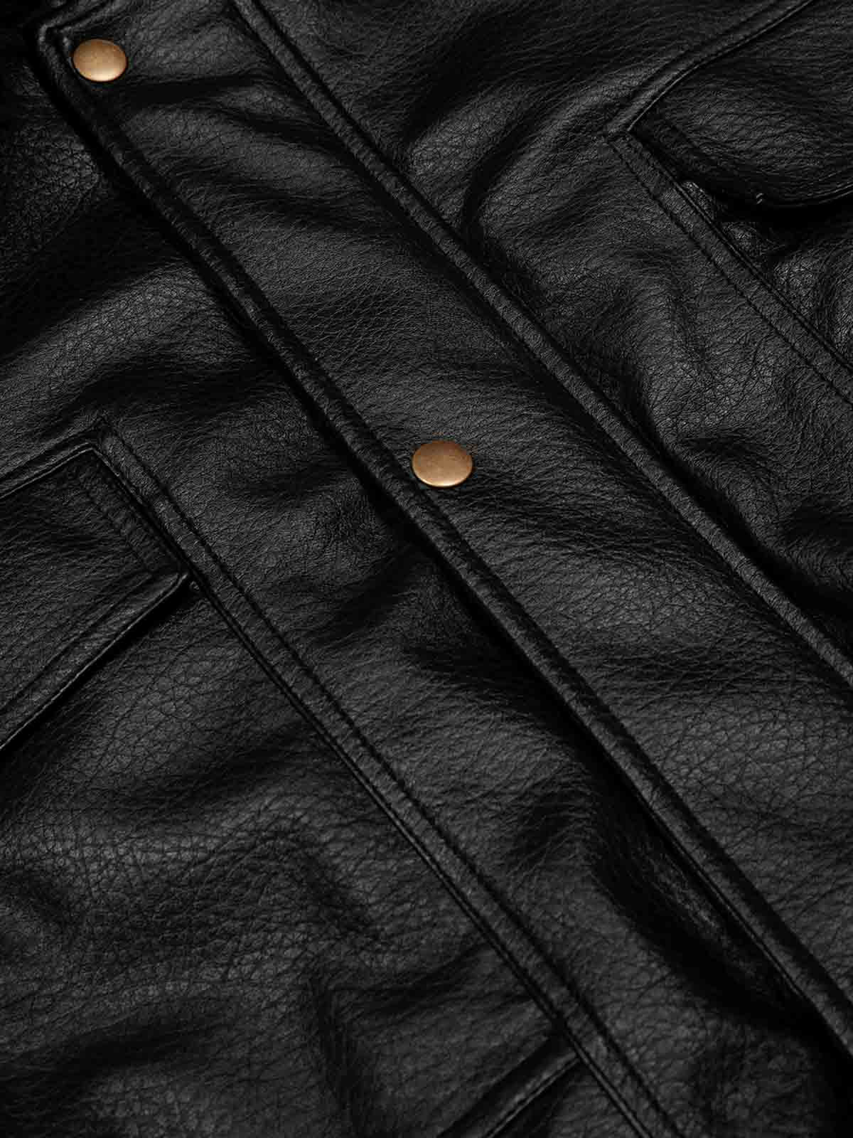 Çıkarılabilir Kürklü PU Bomber Ceket | Çok Cepli