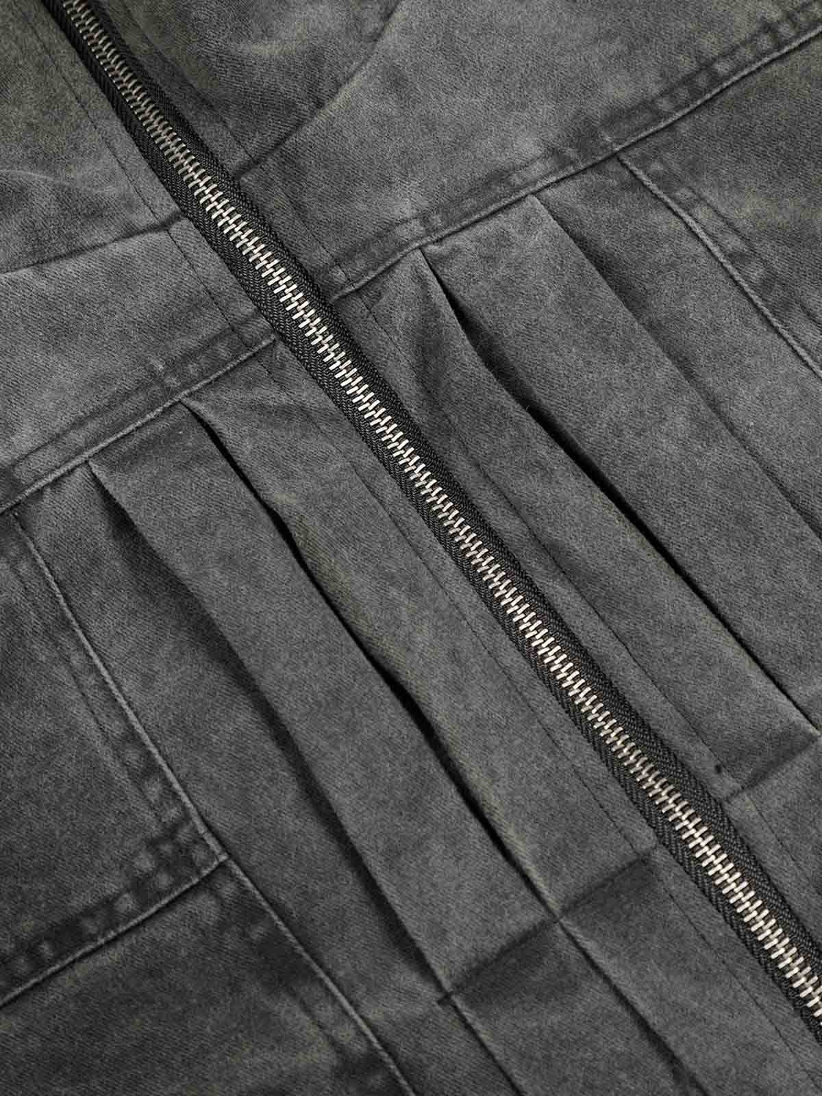 Vintage Distressed Pileli Shearling Mont | Yüksek Yaka