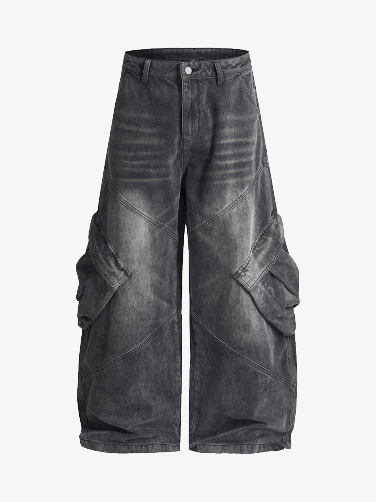 Vintage Yıkamalı Kargo Jean | Çok Cepli