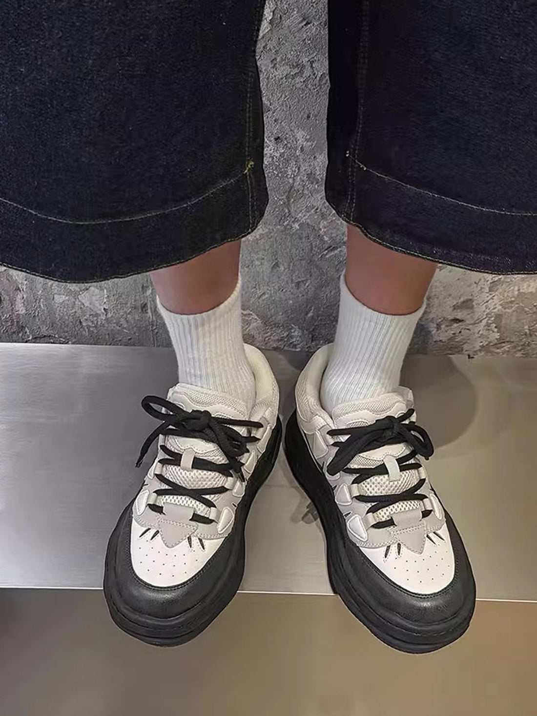 UrbanLaws Sokak Modası Black & White Platform Spor Ayakkabı