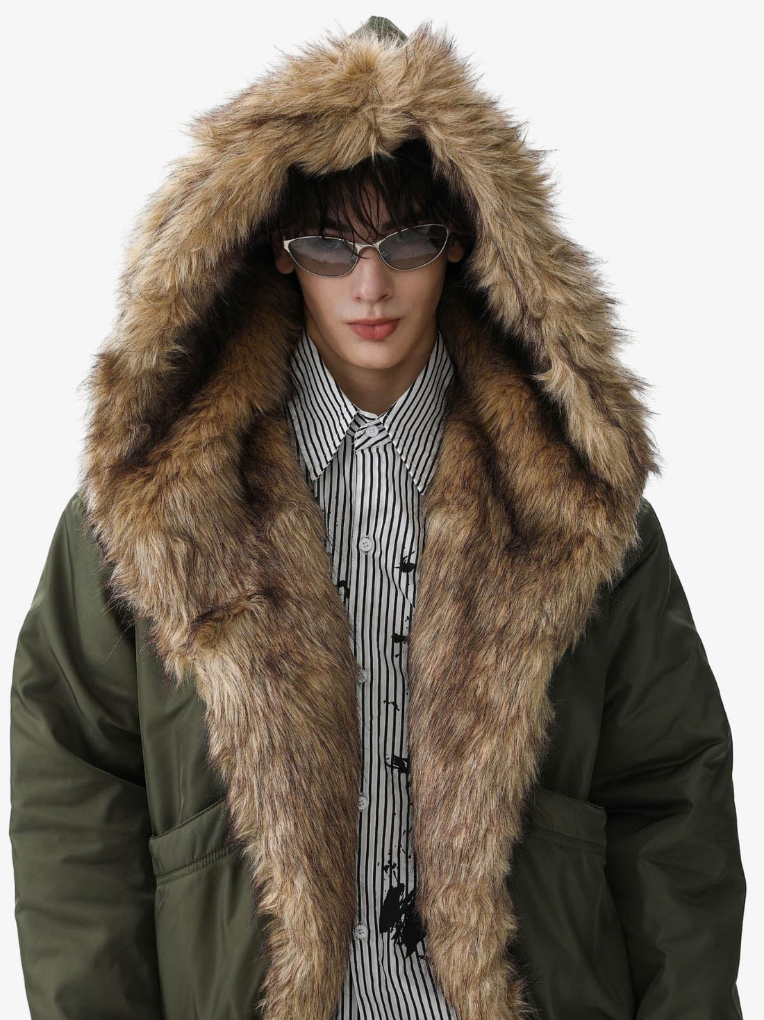 Özel Tasarım Retro Kürklü Kapüşonlu Padded Ceket