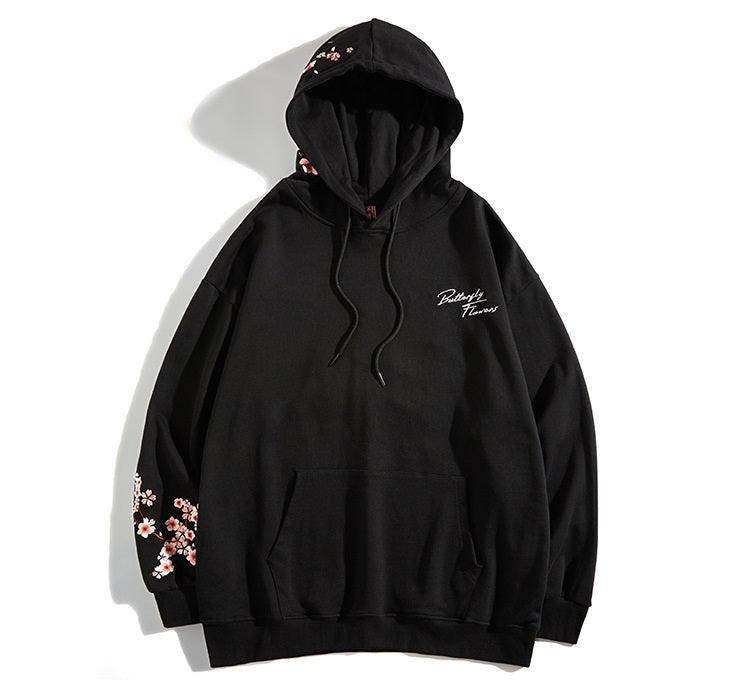 Sakura Kelebek İşlemeli Hoodie