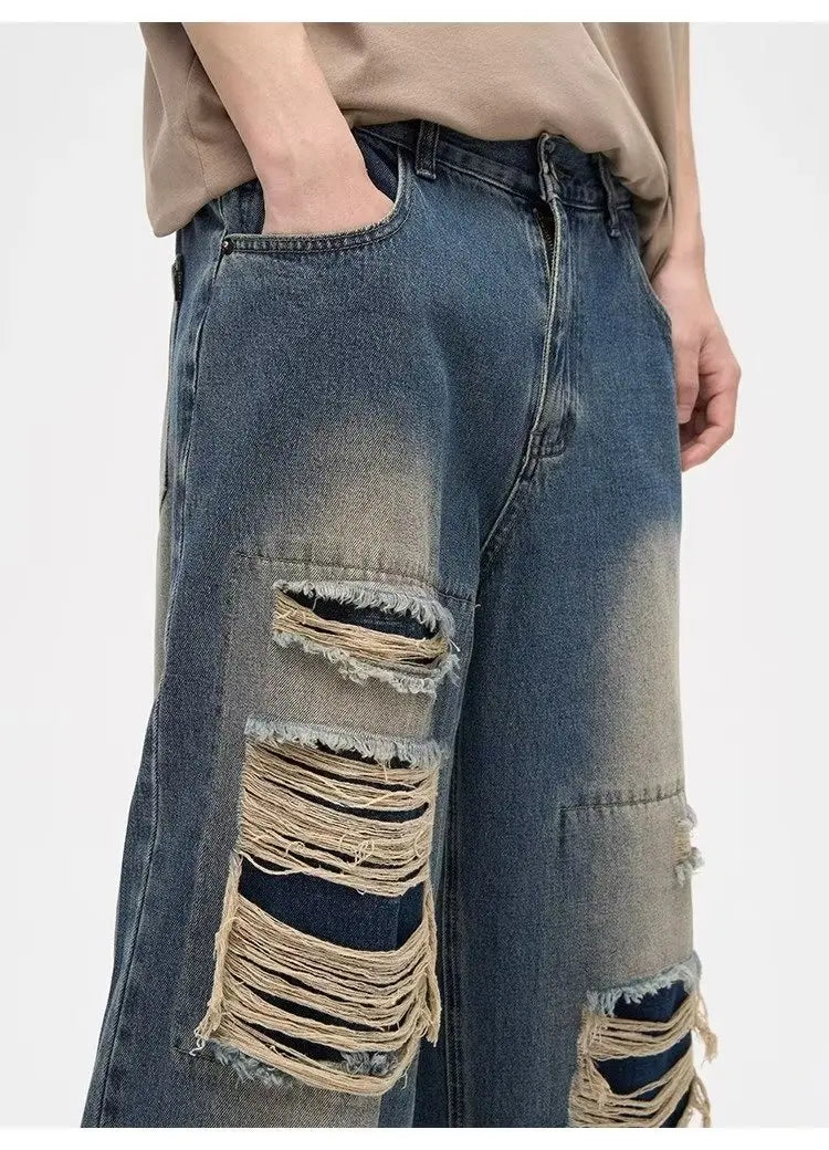 Gothic Yırtıklı Denim Pantolon