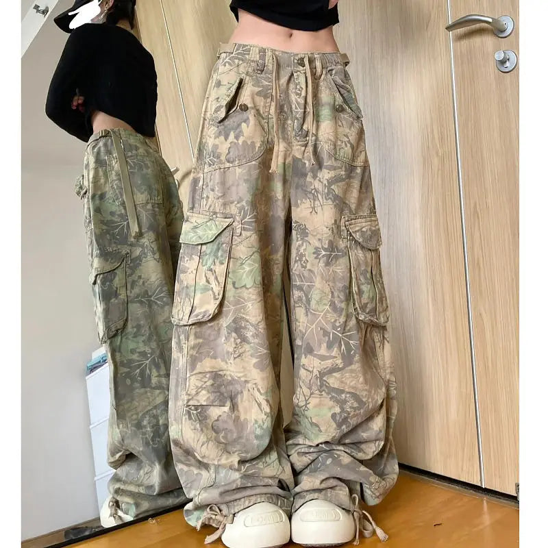 Y2k Streetwear Kamuflaj Pantolon