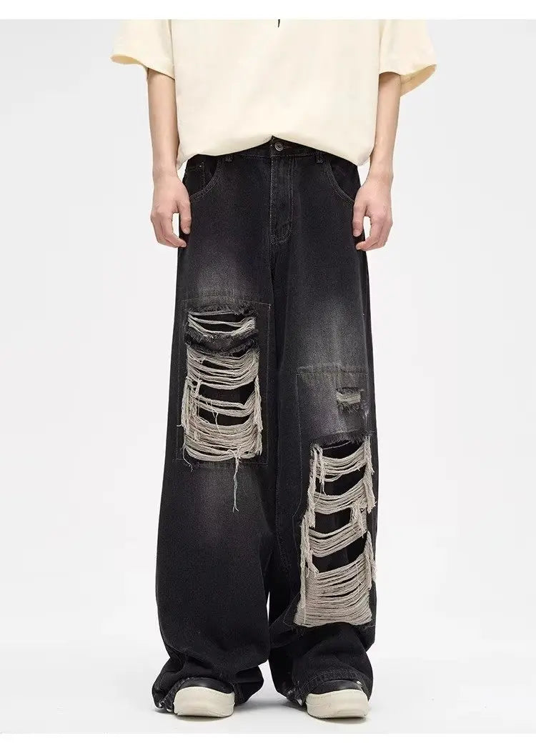 Gothic Yırtıklı Denim Pantolon