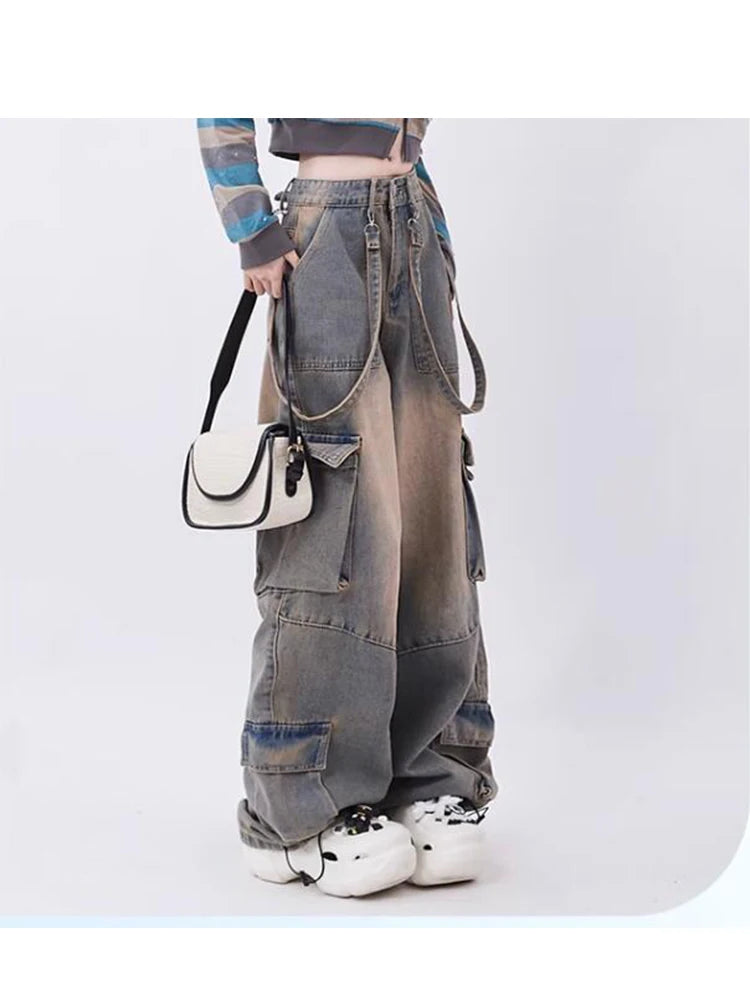 Harajuku Vintage Baggy Y2k Denim Pantolon