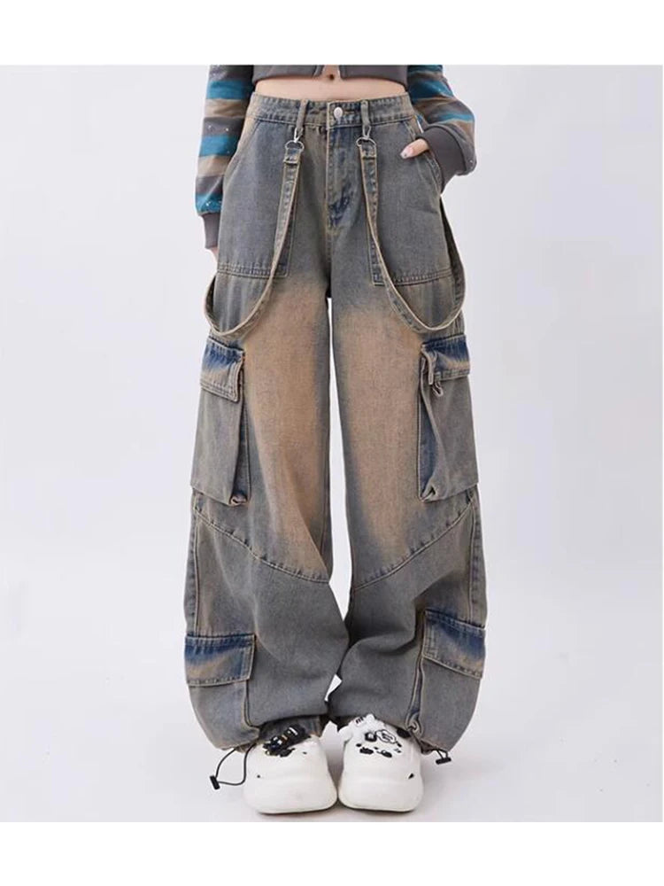 Harajuku Vintage Baggy Y2k Denim Pantolon