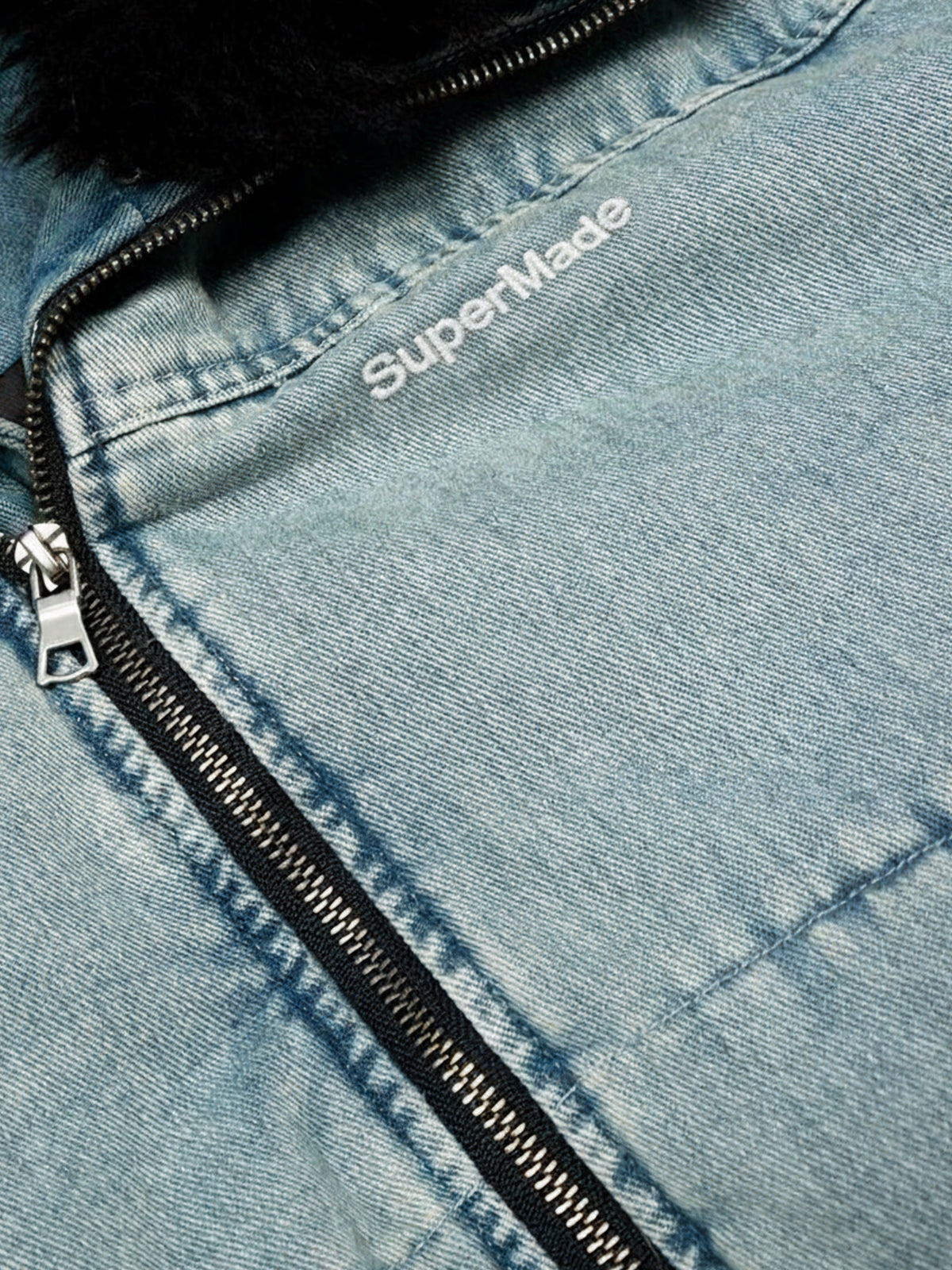Retro Yıkamalı Denim Ceket | Kürklü Yaka