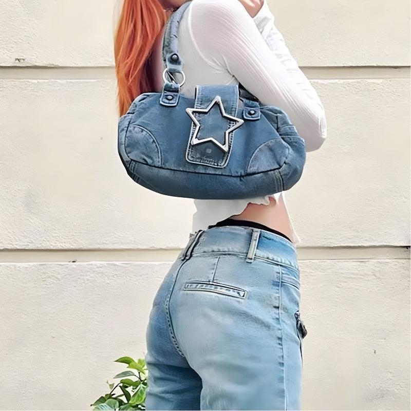 Y2K Star Denim Çanta