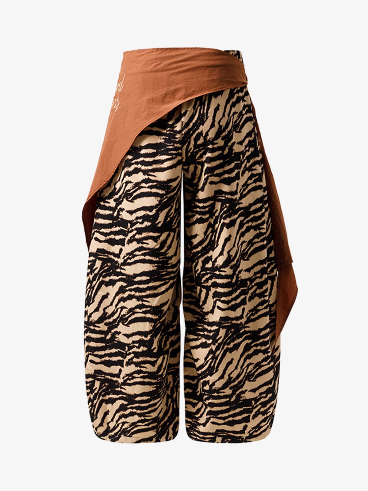 Retro Zebra Desenli Barrel Pantolon | Tasarımsal