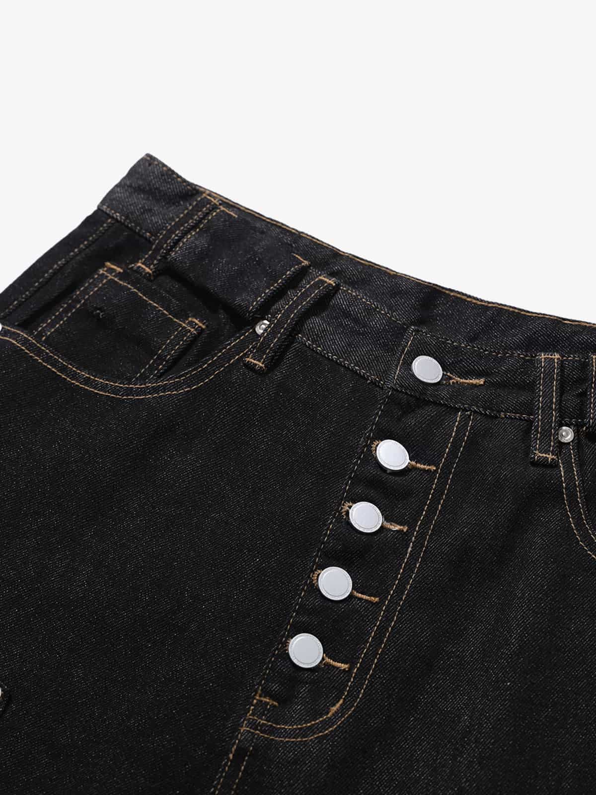 Vintage Baggy Jean | Düğmeli Pat & Dikiş Detay