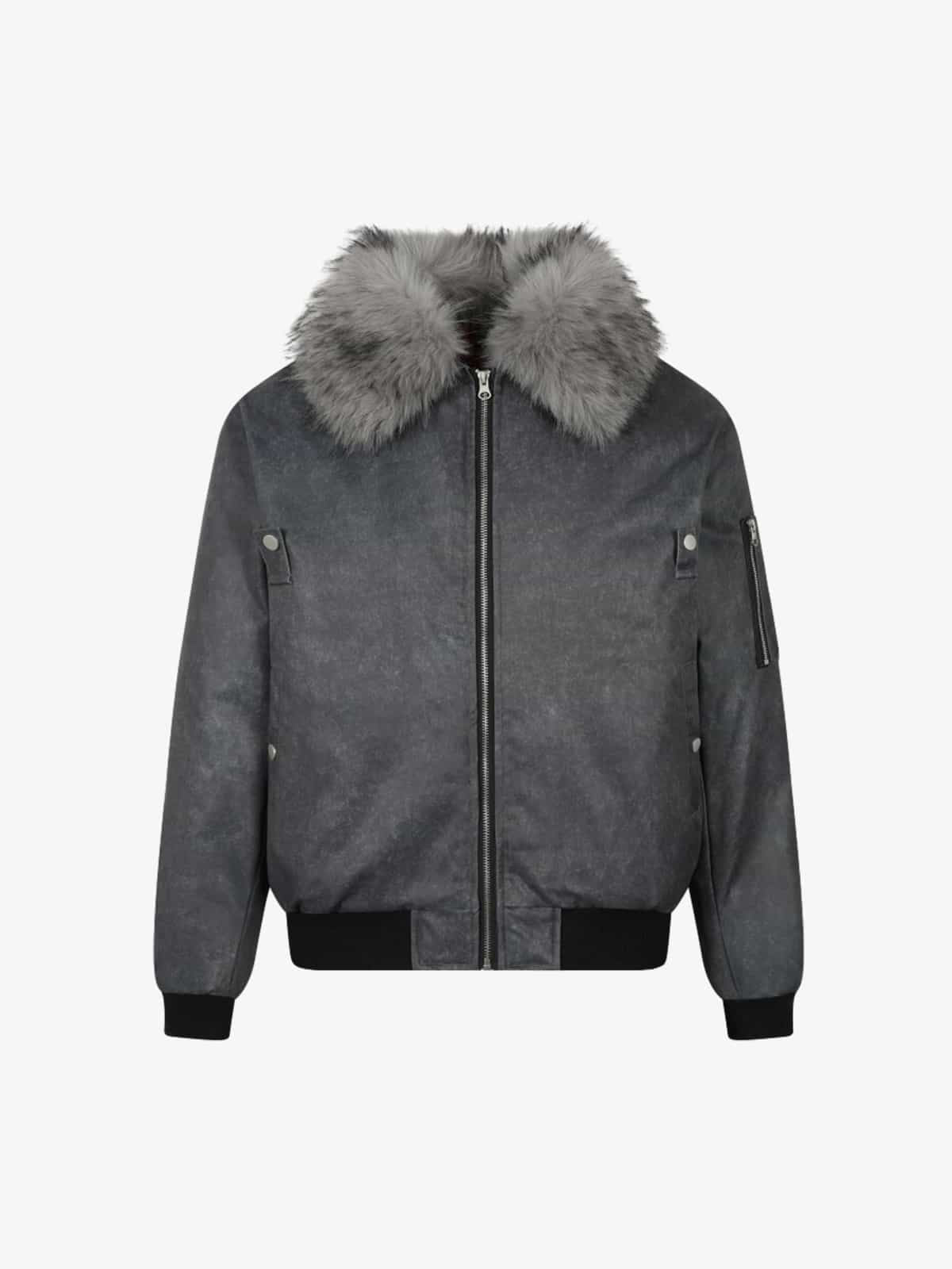 Çıkarılabilir Kürklü Yaka Şişme Bomber | Retro