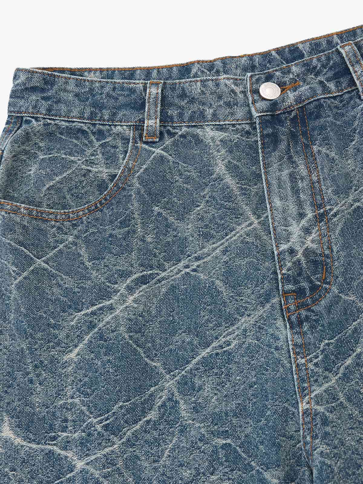 Crackle Yıkamalı Retro Barrel Jean | Geniş Paça